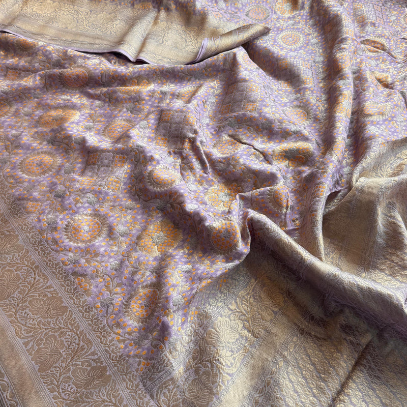 Khaddi Georgette Silk Saree with Meena Bandhani Weave