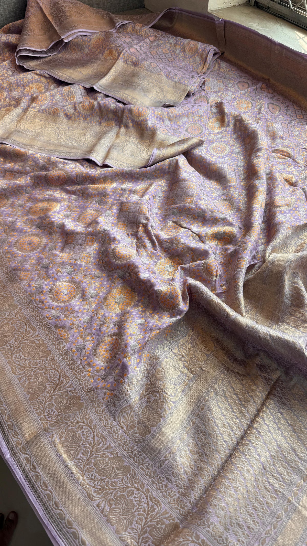Khaddi Georgette Silk Saree with Meena Bandhani Weave