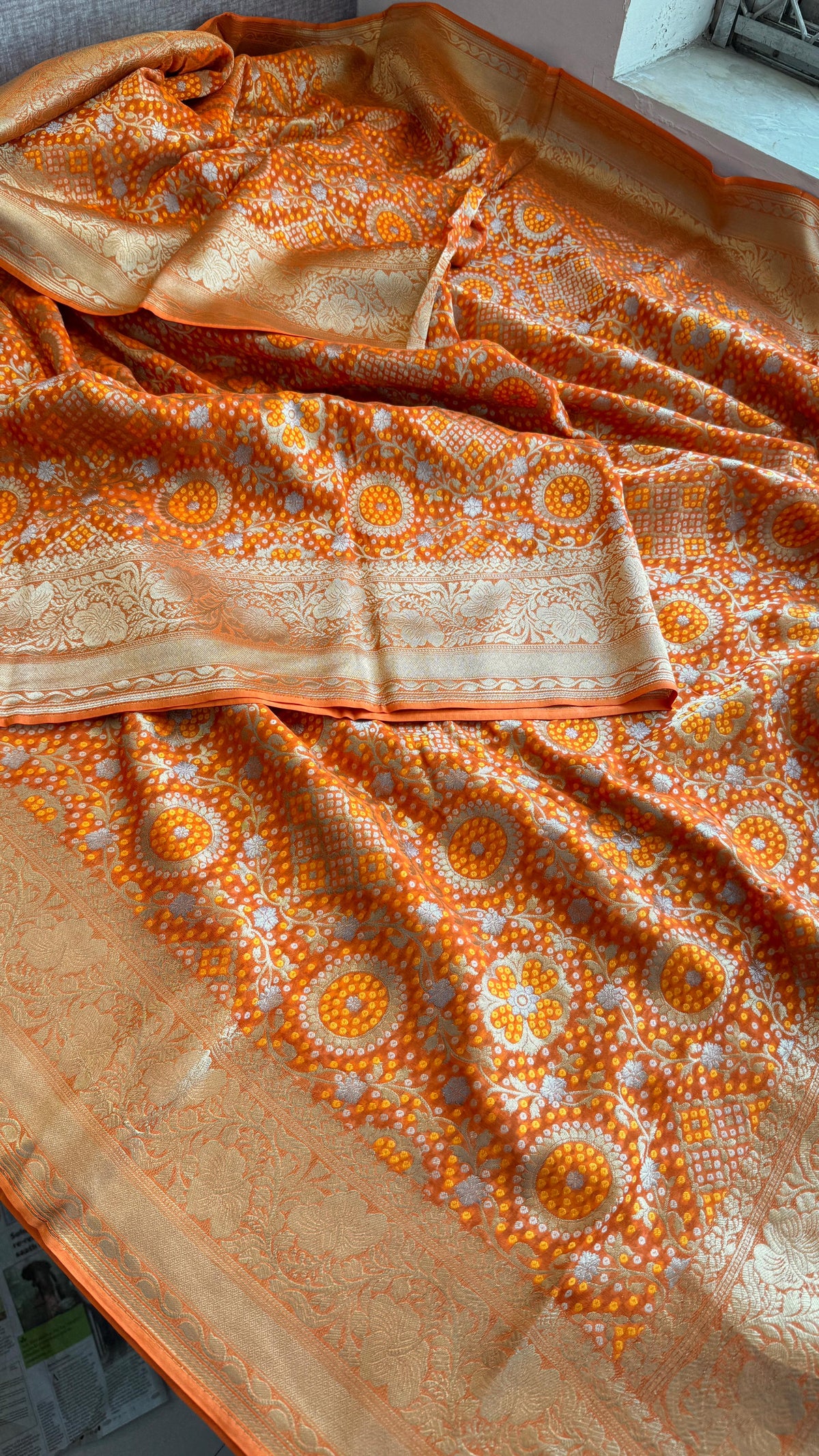 Khaddi Georgette Silk Saree with Meena Bandhani Weave