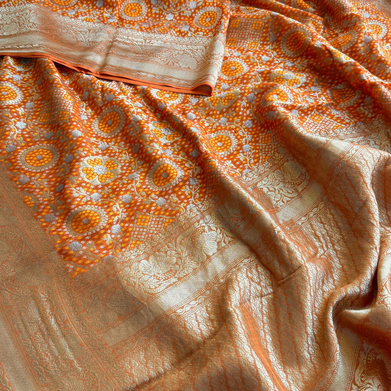 Khaddi Georgette Silk Saree with Meena Bandhani Weave