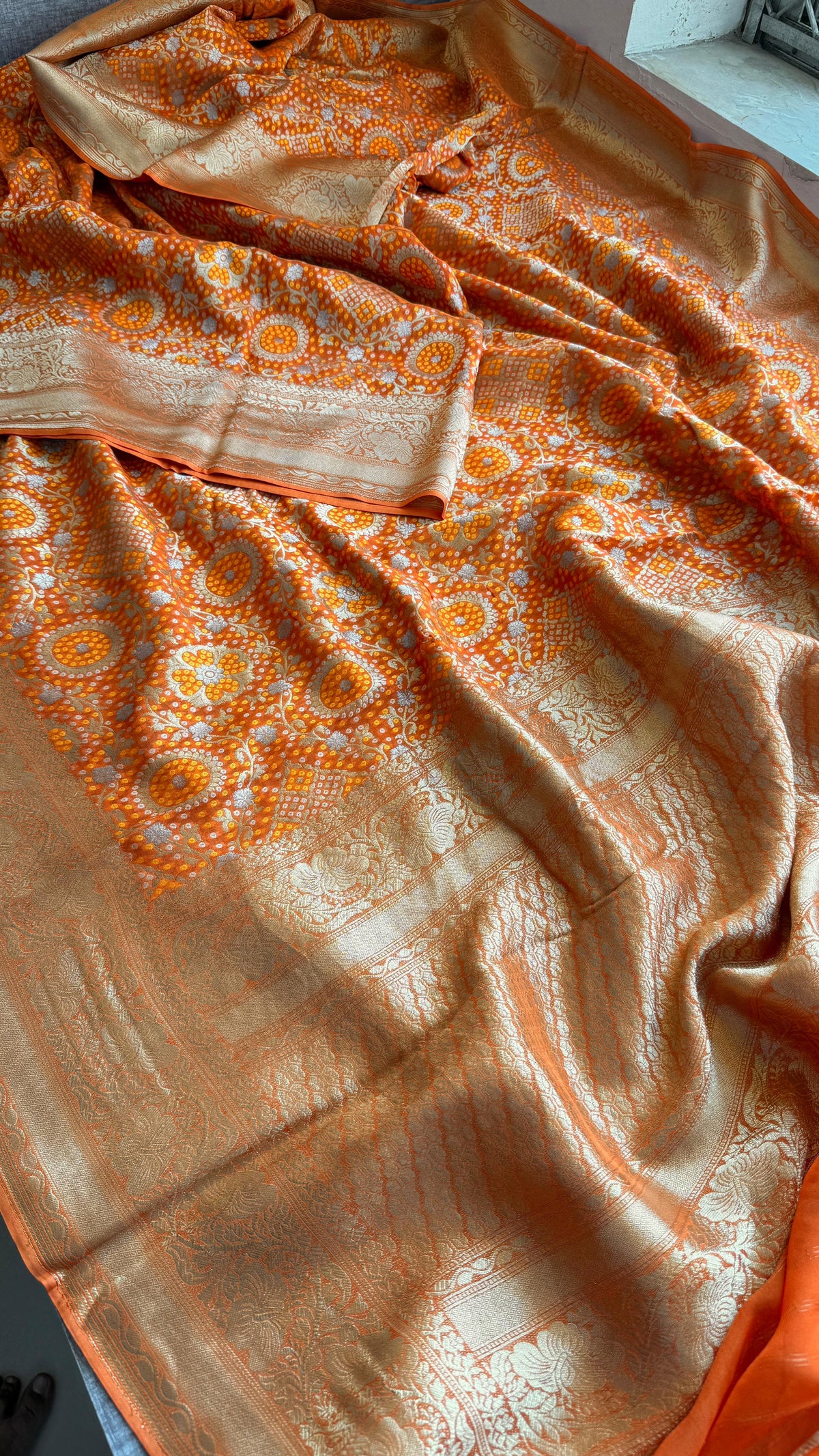 Khaddi Georgette Silk Saree with Meena Bandhani Weave