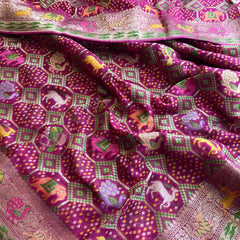 Khaddi Georgette Silk Saree with Meena Bandhani Weave