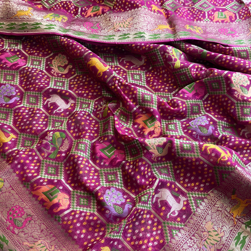 Khaddi Georgette Silk Saree with Meena Bandhani Weave