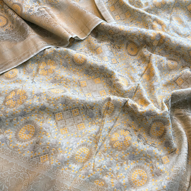 Khaddi Georgette Silk Saree with Meena Bandhani Weave
