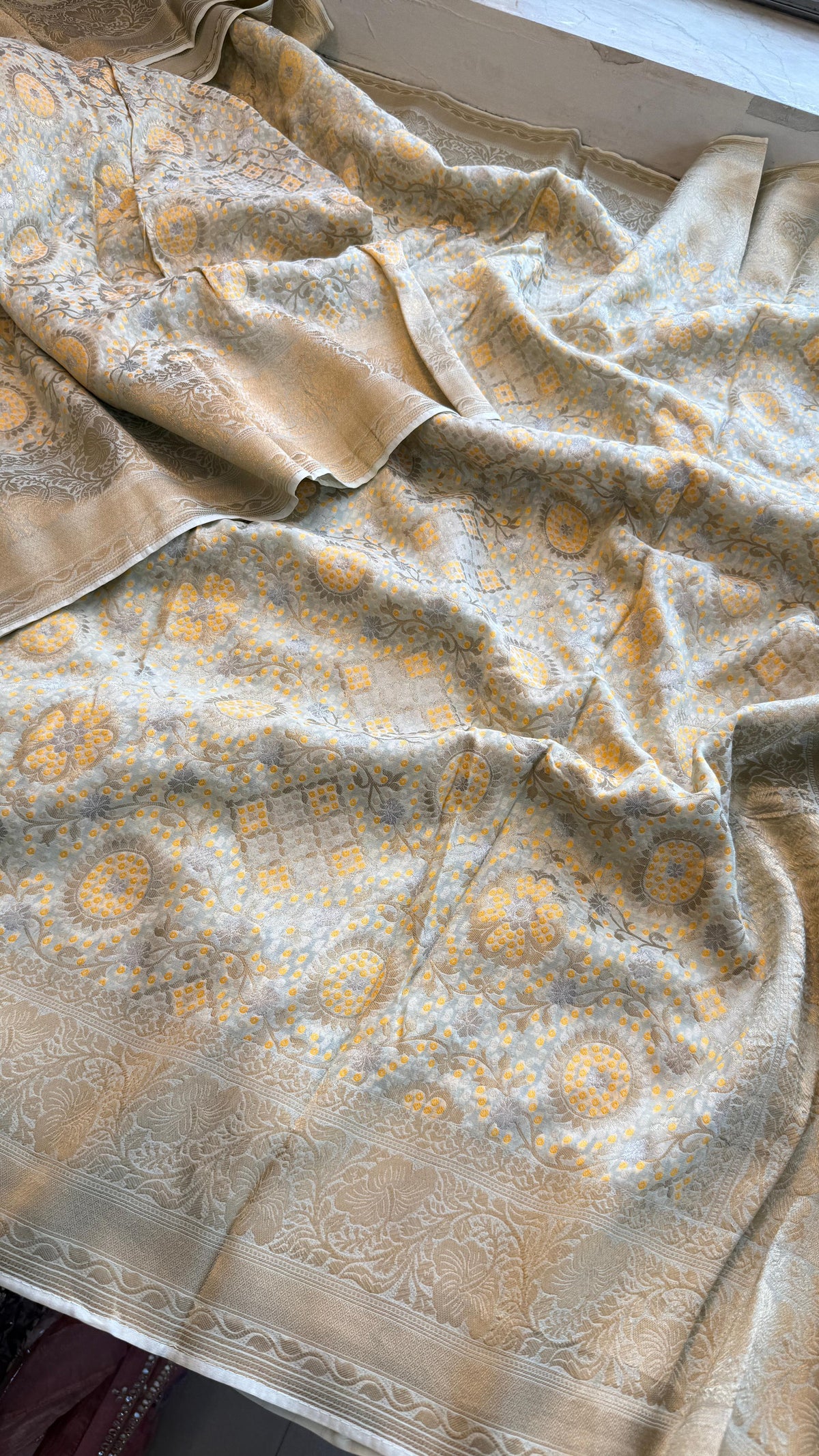 Khaddi Georgette Silk Saree with Meena Bandhani Weave