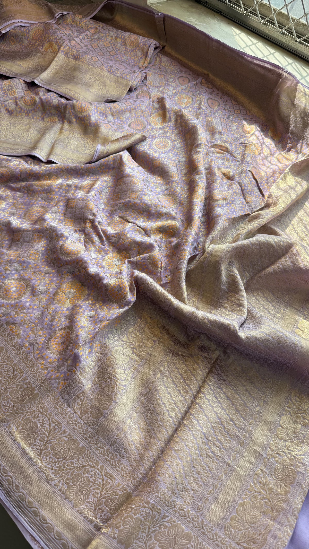 Khaddi Georgette Silk Saree with Meena Bandhani Weave