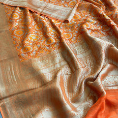 Khaddi Georgette Silk Saree with Meena Bandhani Weave