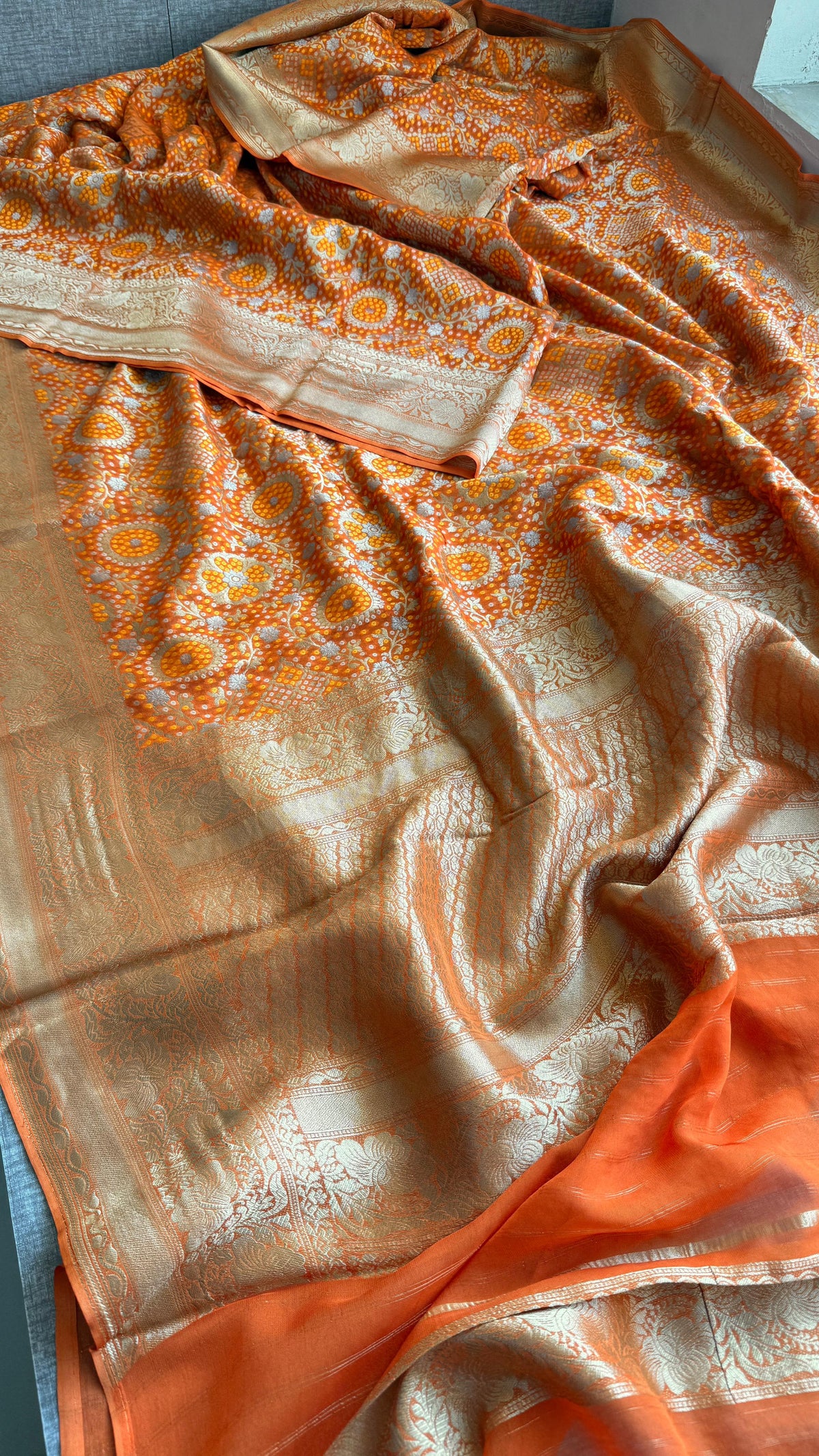 Khaddi Georgette Silk Saree with Meena Bandhani Weave