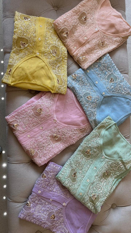 Pure Georgette Co-Ord Set with Mukaish Pitta Work