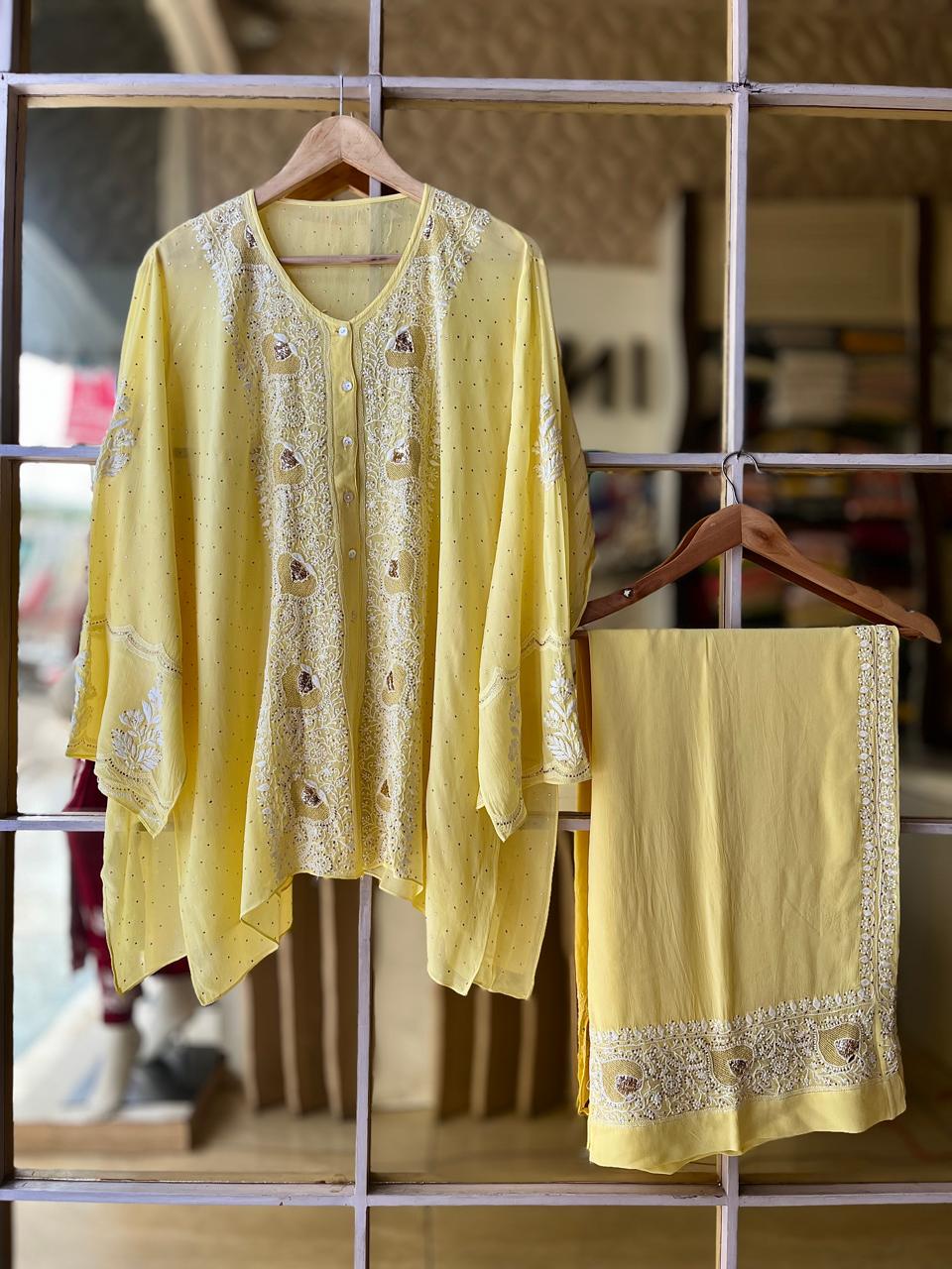 Pure Georgette Co-Ord Set with Mukaish Pitta Work