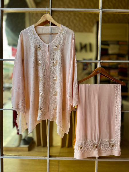 Pure Georgette Co-Ord Set with Mukaish Pitta Work