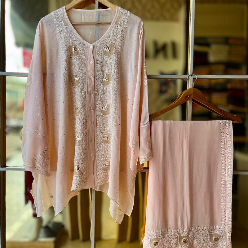 Pure Georgette Co-Ord Set with Mukaish Pitta Work