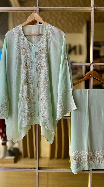 Pure Georgette Co-Ord Set with Mukaish Pitta Work
