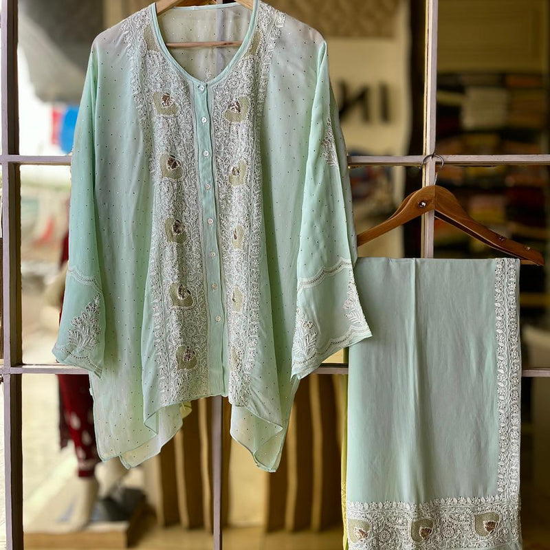 Pure Georgette Co-Ord Set with Mukaish Pitta Work