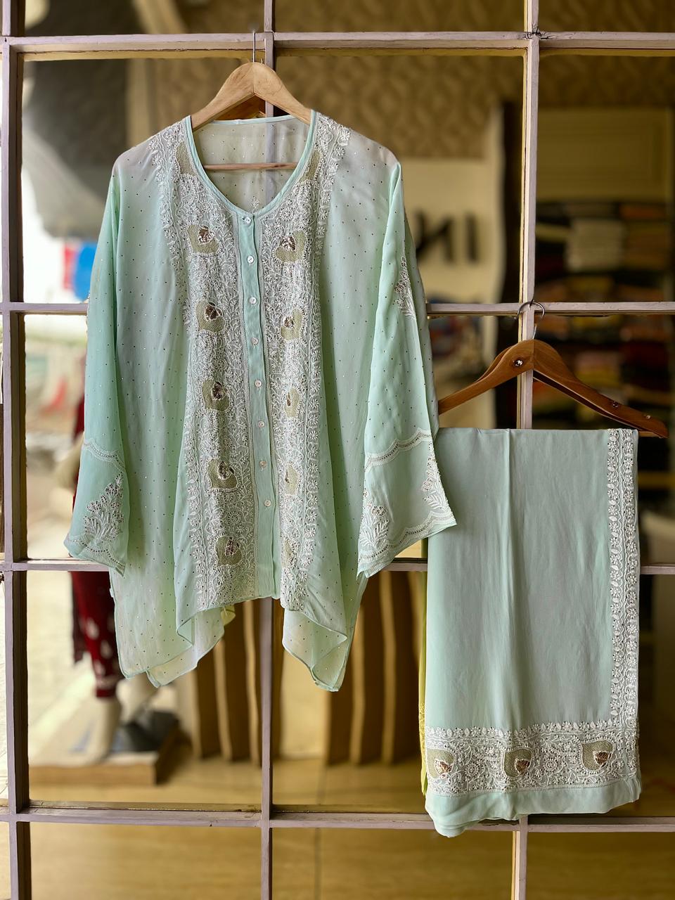 Pure Georgette Co-Ord Set with Mukaish Pitta Work