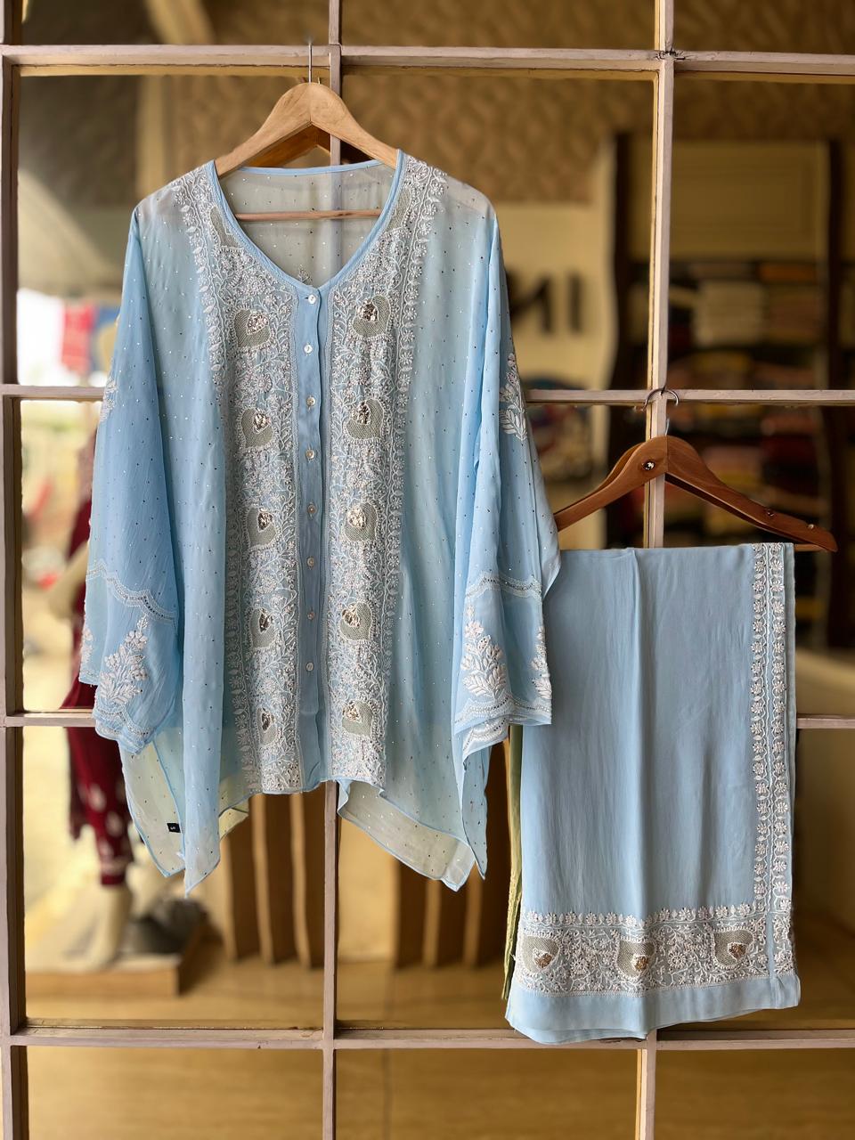Pure Georgette Co-Ord Set with Mukaish Pitta Work