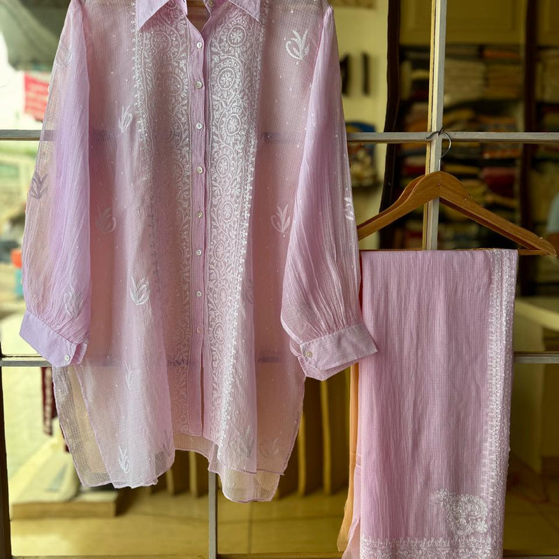 Pure Kota Doria Co-Ord Set with Sequin Embellishment