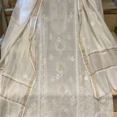 Pure Mul Chanderi Kurta Set with Pearl & Katdana Embroidery
