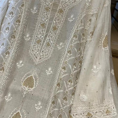 Pure Mul Chanderi Kurta Set with Pearl & Katdana Embroidery