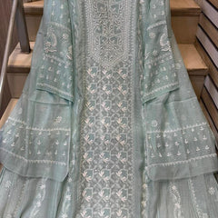 Mul Chanderi Anarkali Set with Pearl & Katdana Embroidery