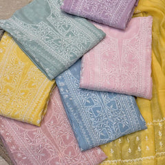 Mul Chanderi Anarkali Set with Pearl & Katdana Embroidery