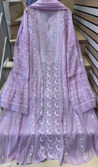 Mul Chanderi Anarkali Set with Pearl & Katdana Embroidery