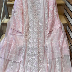 Mul Chanderi Anarkali Set with Pearl & Katdana Embroidery