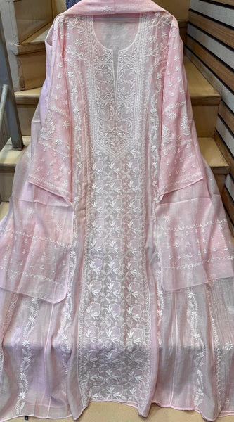 Mul Chanderi Anarkali Set with Pearl & Katdana Embroidery