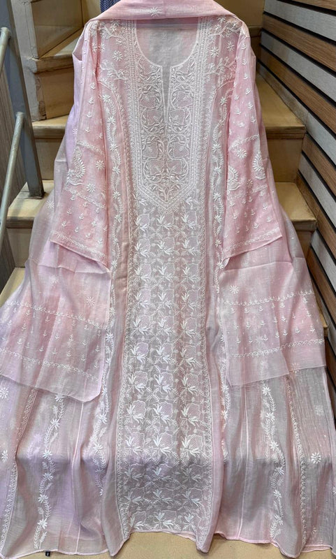 Mul Chanderi Anarkali Set with Pearl & Katdana Embroidery