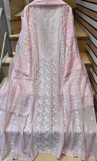 Mul Chanderi Anarkali Set with Pearl & Katdana Embroidery