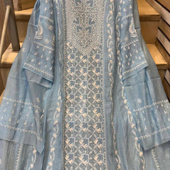 Mul Chanderi Anarkali Set with Pearl & Katdana Embroidery