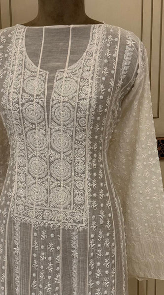 Mul Chanderi Anarkali Set with Jaal Dupatta & Katdana Work