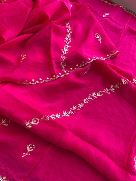 Soft Crepe Silk Saree with Kasab & Zarkan Embellishment