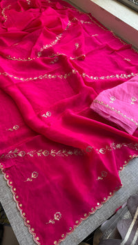 Soft Crepe Silk Saree with Kasab & Zarkan Embellishment