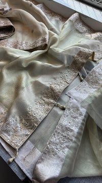 Soft Tissue Banarasi Silk Saree with Gotapatti Detailing