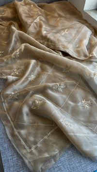 Soft Organza Saree with Zardozi & Pearl Hand Embroidery