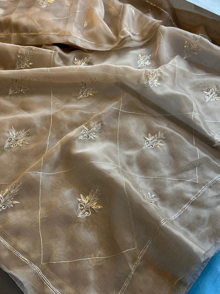 Soft Organza Saree with Zardozi & Pearl Hand Embroidery