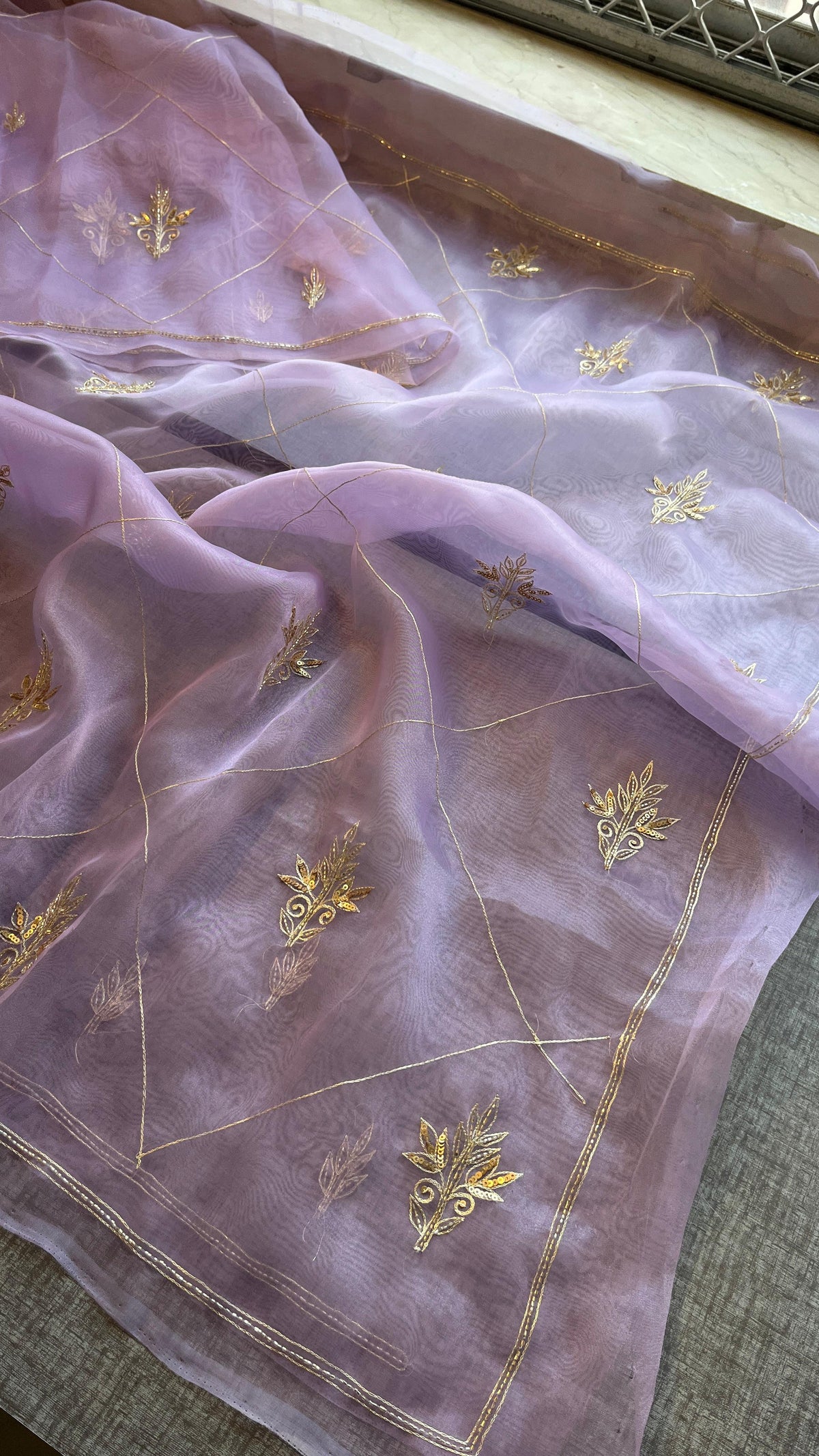 Soft Organza Saree with Zardozi & Pearl Hand Embroidery