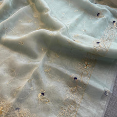 Embroidered Soft Organza Silk Saree with Resham & Pearl Work