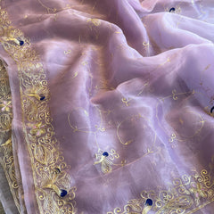Embroidered Soft Organza Silk Saree with Resham & Pearl Work