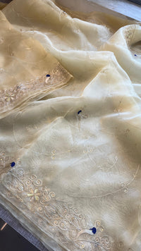 Embroidered Soft Organza Silk Saree with Resham & Pearl Work