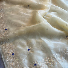 Embroidered Soft Organza Silk Saree with Resham & Pearl Work
