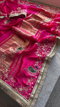 Gajji Silk Banarasi Saree with Zardozi & Pearl Detailing