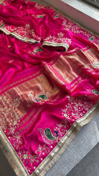 Gajji Silk Banarasi Saree with Zardozi & Pearl Detailing
