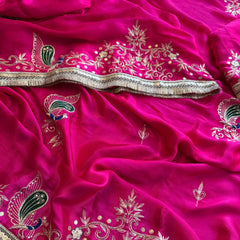 Gajji Silk Banarasi Saree with Zardozi & Pearl Detailing