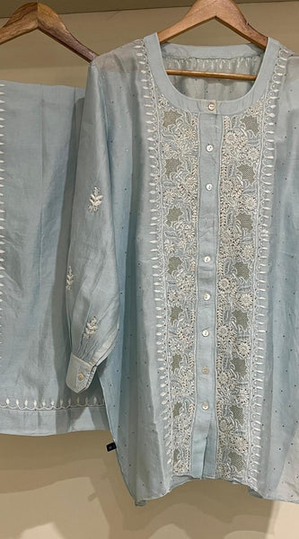 Pure Chanderi Embellished Co-ord Set for Women