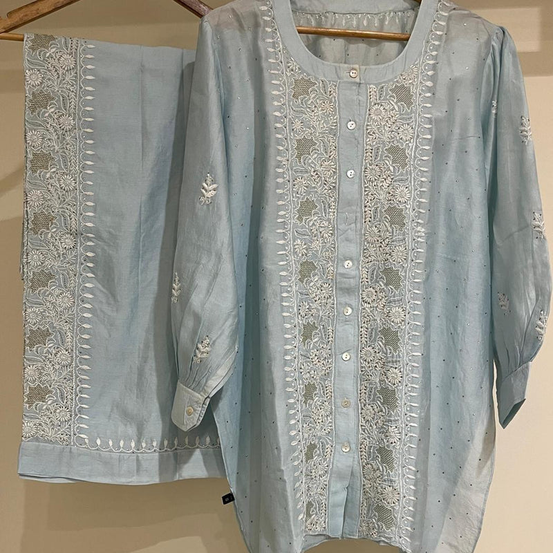 Pure Chanderi Embellished Co-ord Set for Women