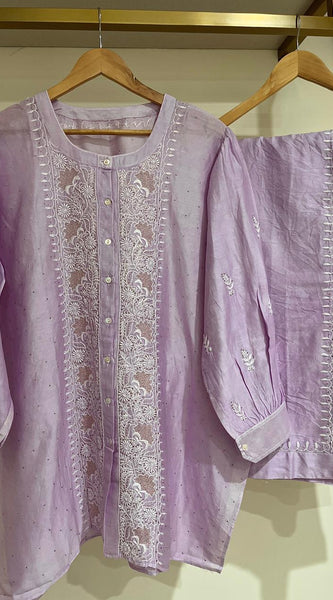 Pure Chanderi Embellished Co-ord Set for Women