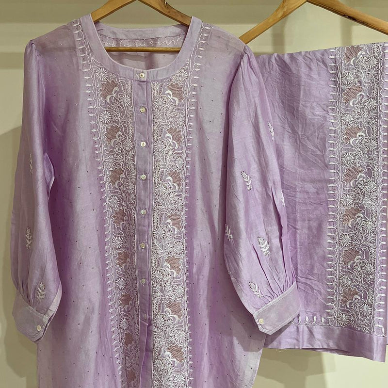 Pure Chanderi Embellished Co-ord Set for Women