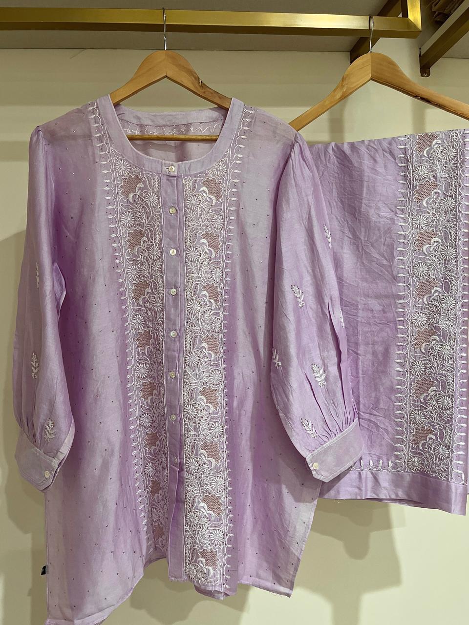 Pure Chanderi Embellished Co-ord Set for Women